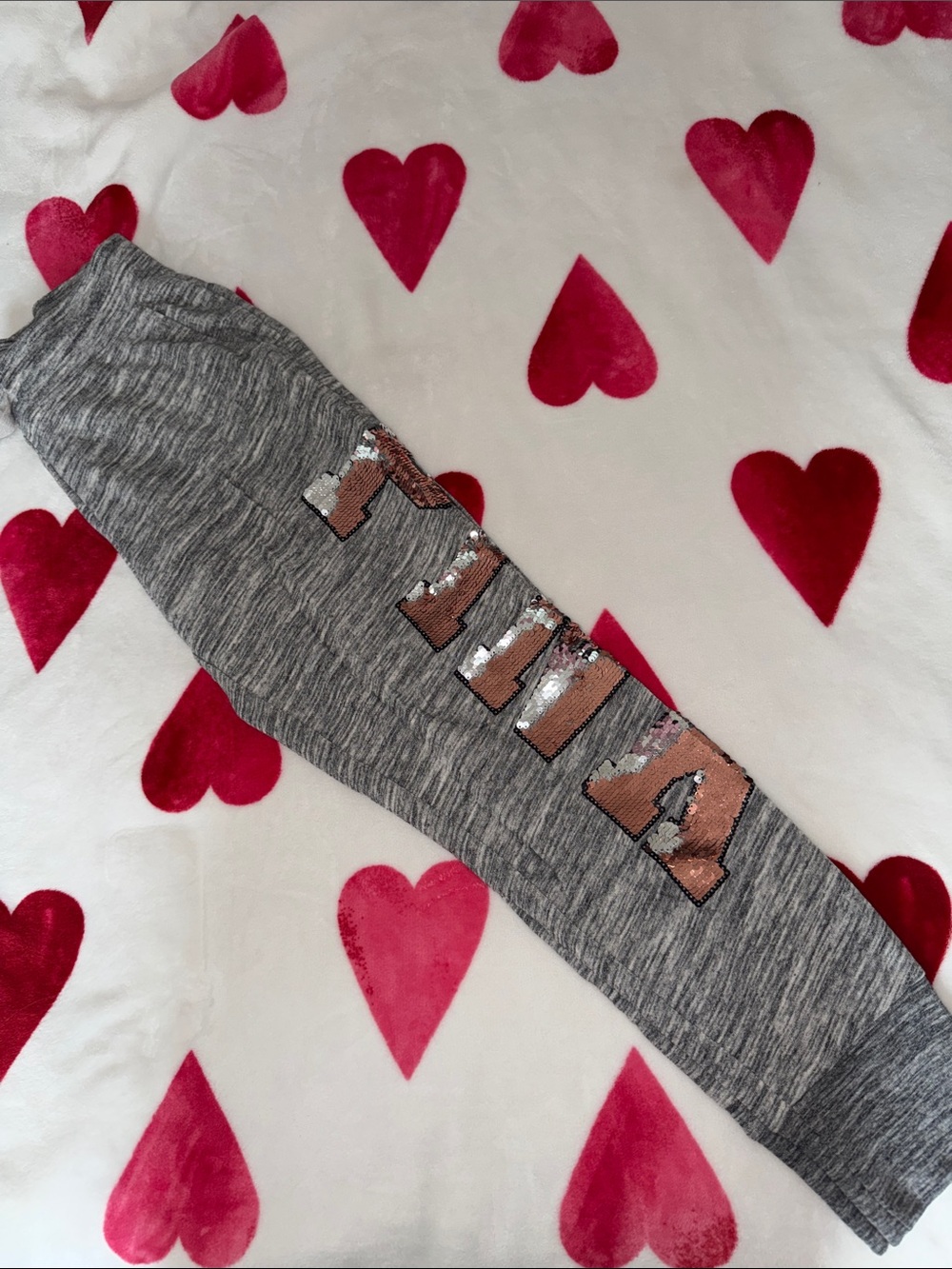 PINK Victoria's Secret Gray Sequin Logo Joggers